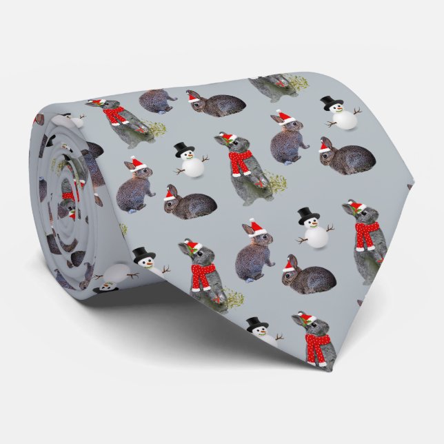Christmas Kits Party Tie (Ice Blue) (Rolled)