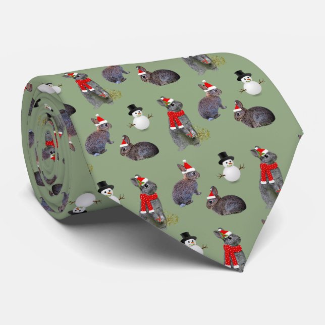 Christmas Kits Party Tie (Light Green) (Rolled)