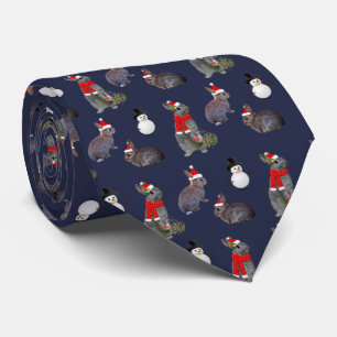 Christmas Kits Party Tie (Navy)