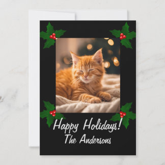 Christmas kitten 3, Happy Holidays, cute kitty, Invitation