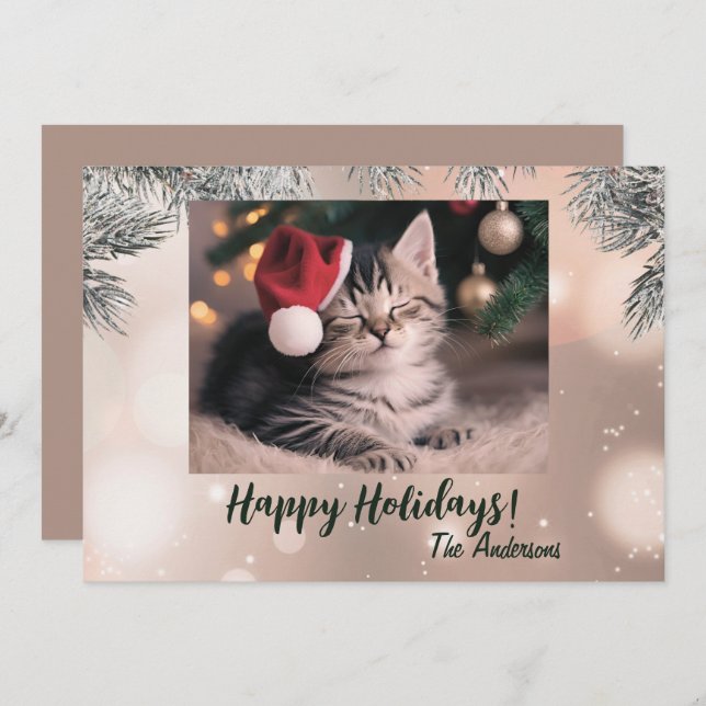 Christmas kitten 9, Happy Holidays, Christmas card (Front/Back)