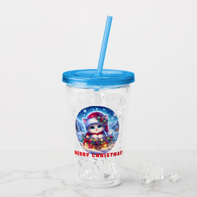 Christmas Kitten Acrylic Tumbler Gift (Back Ice)