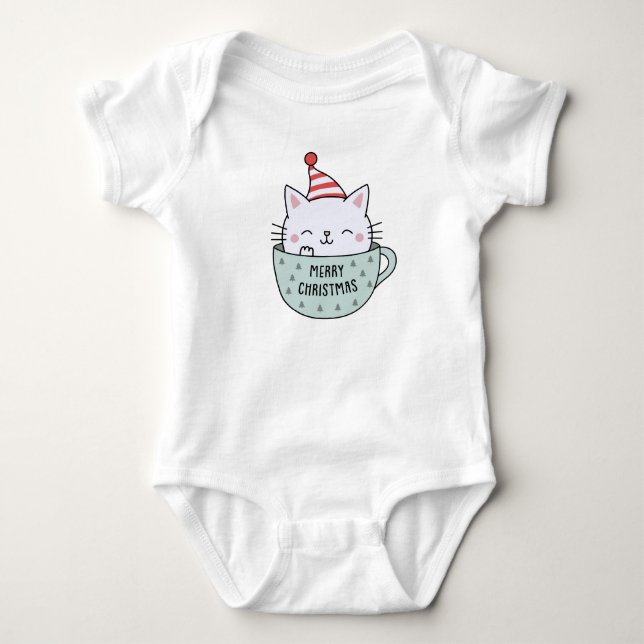 Christmas Kitten Baby Bodysuit (Front)