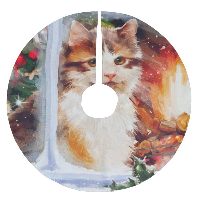 Christmas Kitten Brushed Polyester Tree Skirt (Front)