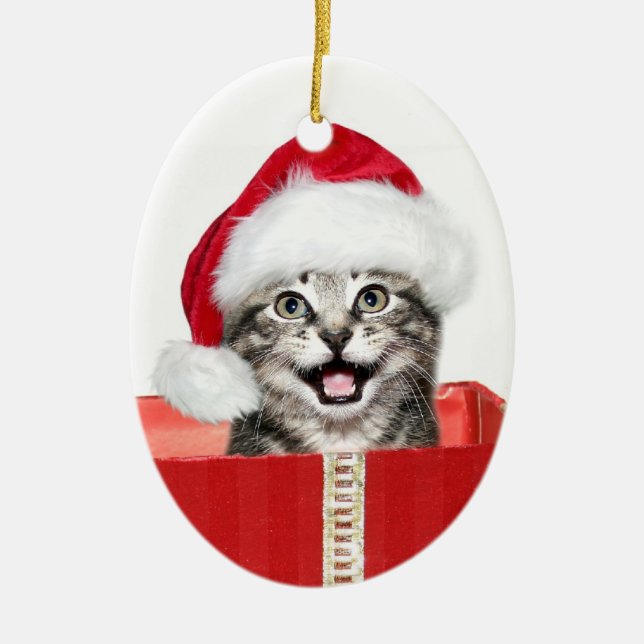 Christmas kitten ceramic tree decoration (Front)