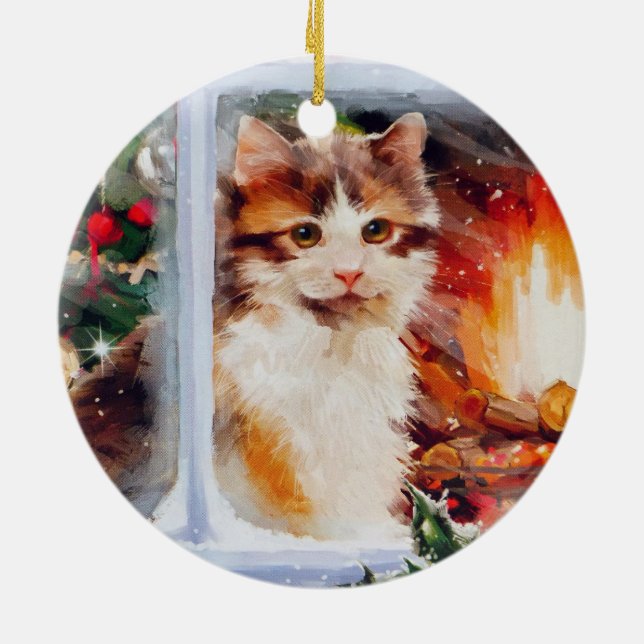 Christmas Kitten Ceramic Tree Decoration (Back)