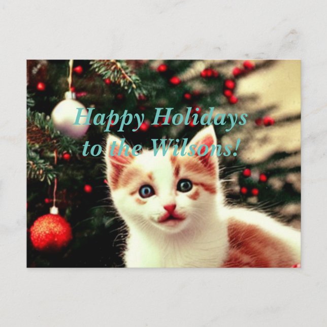Christmas Kitten Happy Holidays Postcard (Front)