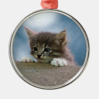 Christmas Kitten Metal Tree Decoration