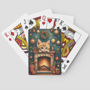 Christmas Kitten Playing Cards