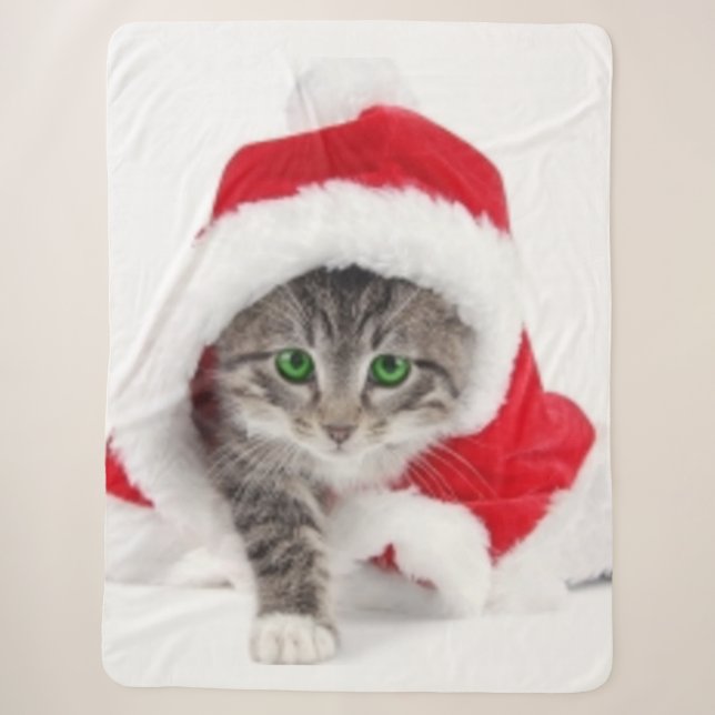 CHRISTMAS KITTEN SHERPA BLANKET (Front)