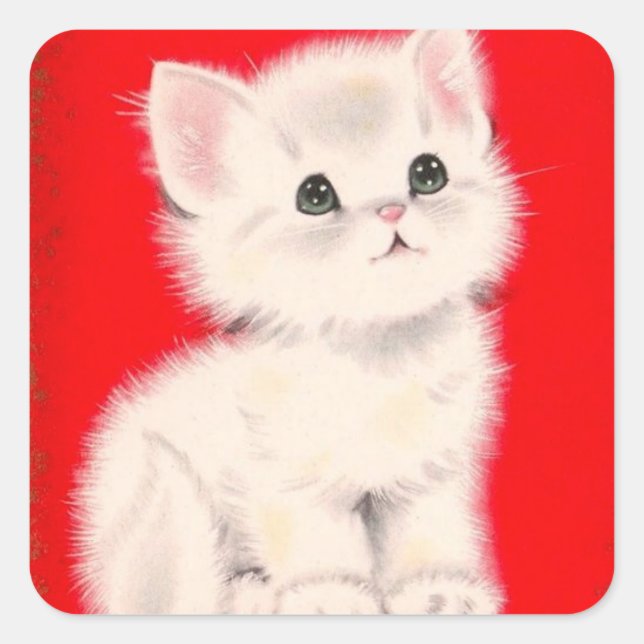 Christmas Kitten Square Sticker (Front)