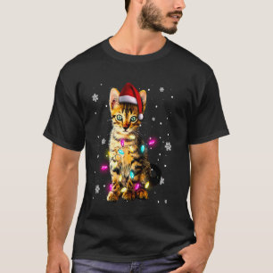 Christmas Kitten Xmas Snowing Cat Tree Santa Hat P T-Shirt