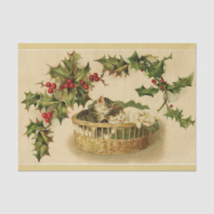 Christmas Kittens and Holly Tissue Paper