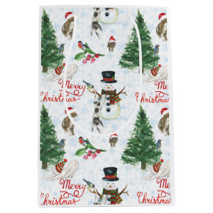 Christmas Kittens and Snowmen Medium Gift Bag
