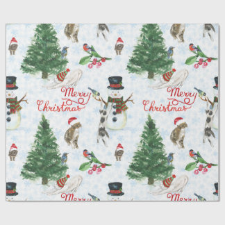 Christmas Kittens and Snowmen Wrapping Paper