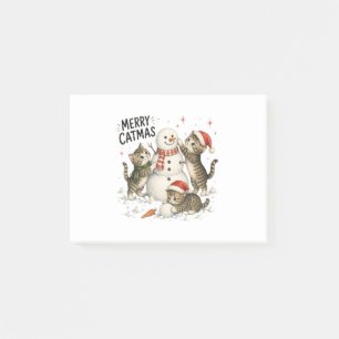 Christmas Kittens Building Snowman Post-it Notes