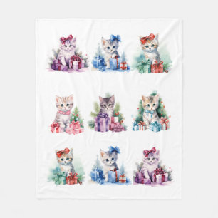 Christmas Kittens Fleece Blanket