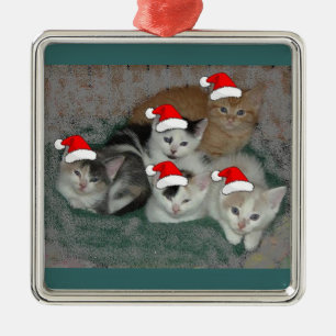 Christmas kittens metal tree decoration