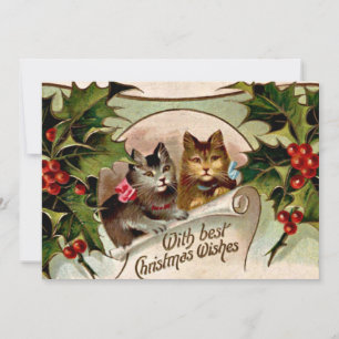 Christmas Kittens "With Best Christmas Wishes" Holiday Card