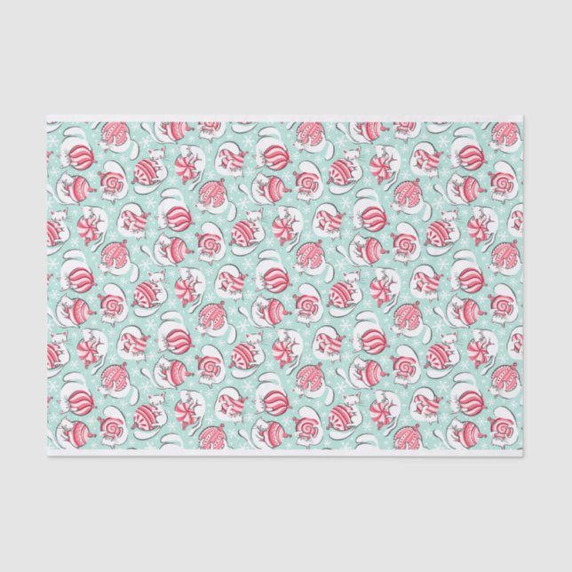 Christmas Kittens with Peppermint Candy Baubles Tissue Paper (Front)