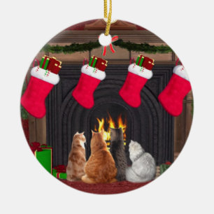 Christmas kitties ceramic tree decoration