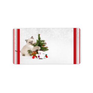 Christmas Kitty Address Labels