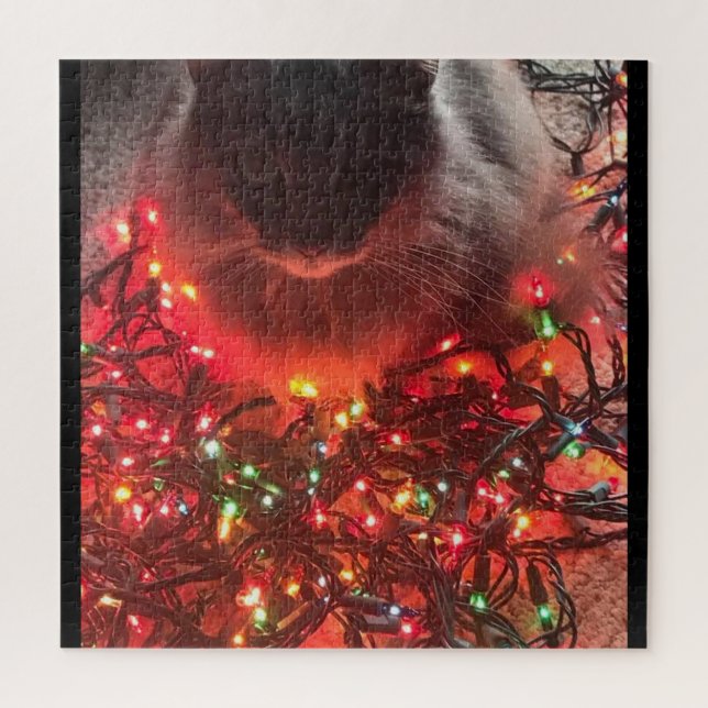 CHRISTMAS KITTY AND LIGHTS puzzle (Vertical)