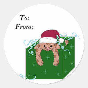 Christmas Kitty Cat Classic Round Sticker