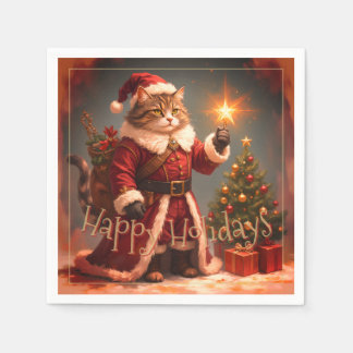 Christmas Kitty Cat Designer Napkin