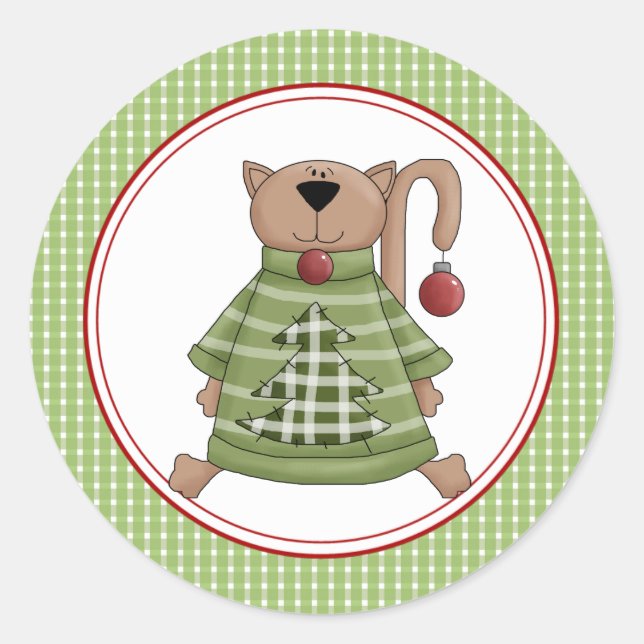 Christmas Kitty Cat Envelope Seals Stickers (Front)