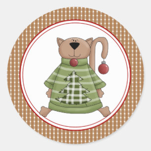 Christmas Kitty Cat Envelope Seals Stickers