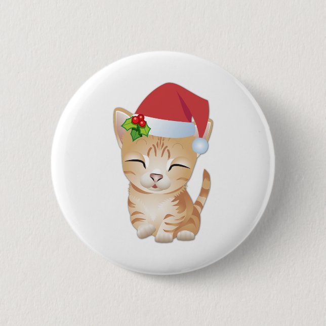 Christmas Kitty Cat Gift Pin Brooch (Front)