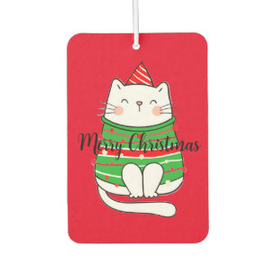 Christmas kitty cat holiday comical simple classic car air freshener
