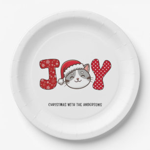 Christmas Kitty Cat "JOY" Custom Paper Plate