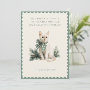 Christmas Kitty Cat with Pine Flat Holiday Card