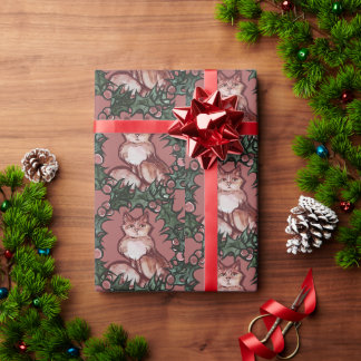 Christmas Kitty Cat Xmas Orange Tabby Cats Wrapping Paper