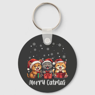 Christmas Kitty Cats Merry Catmas Key Ring