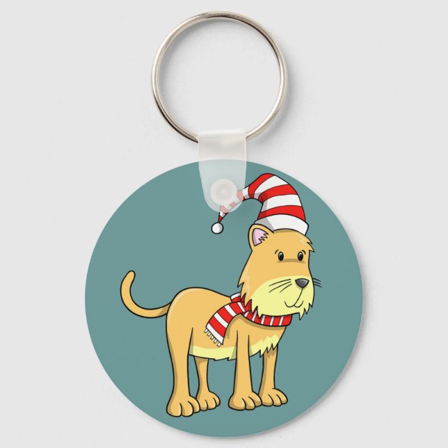 Christmas Kitty "Felix" Button Keychain (Front)