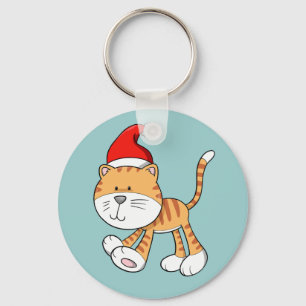 Christmas Kitty "Gizmo" Button Keychain