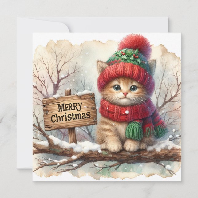 Christmas Kitty Greeting Card (Front)