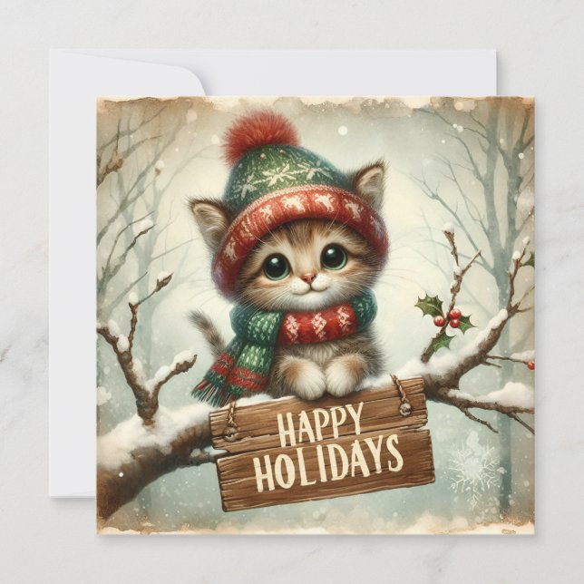 Christmas Kitty Greeting Card (Front)