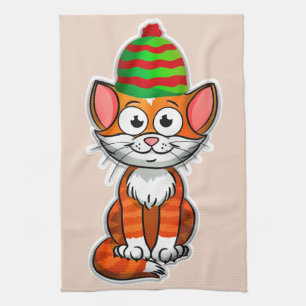 christmas kitty kitchen towel