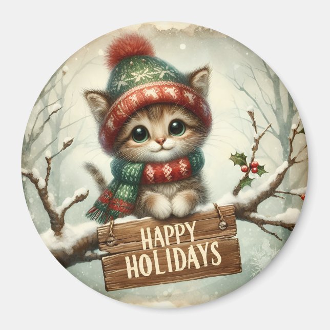 Christmas Kitty Magnet (Front)