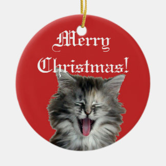 Christmas kitty red ornament