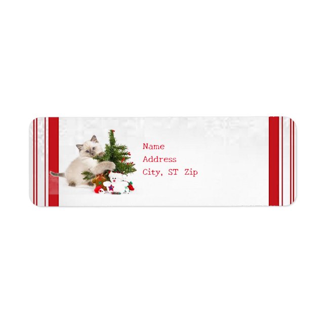 Christmas Kitty Return Address Label (Front)