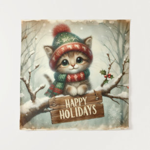 Christmas Kitty Tapestry