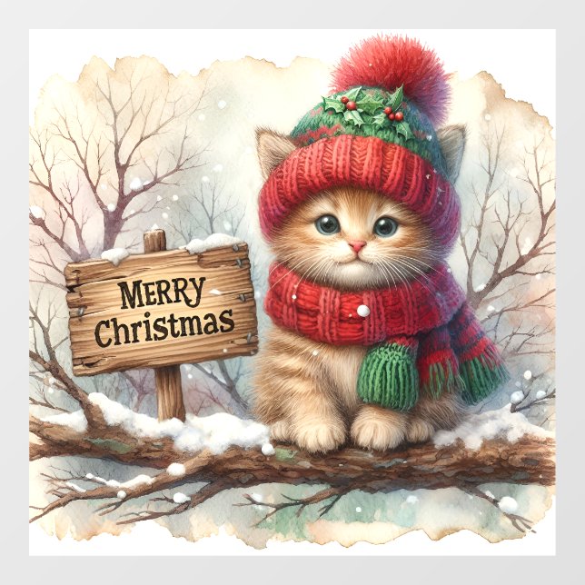 Christmas Kitty Window Cling (Sheet)