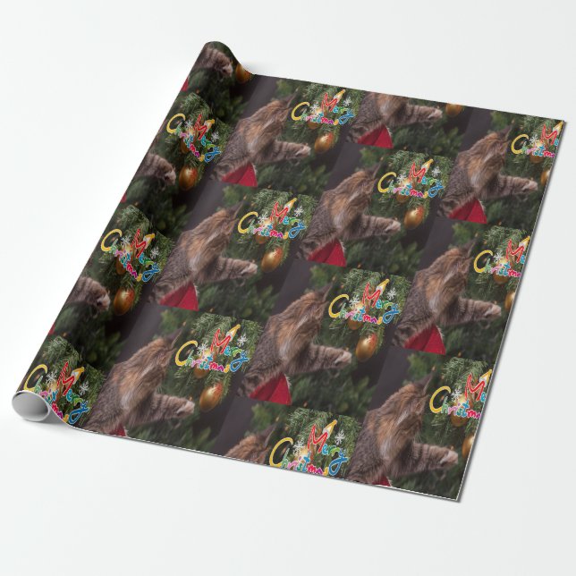 Christmas Kitty Wrapping paper (Unrolled)