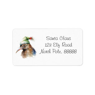 Christmas Kiwi Bird, customisable Label