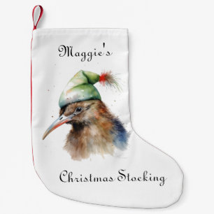 Christmas Kiwi Bird, customisable Small Christmas Stocking